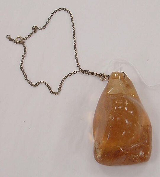Necklace, amber, metal, American or European 