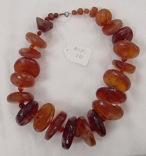 Necklace, amber, Russian 