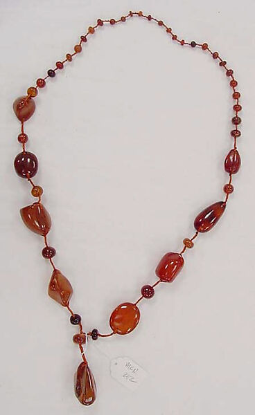 Necklace, amber, silk, Russian 