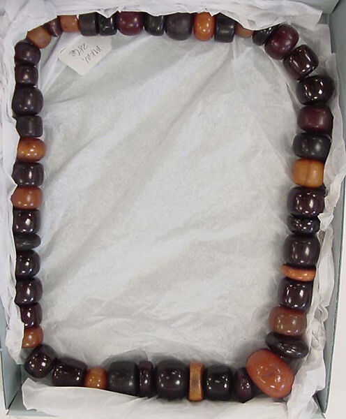 Necklace, amber, silk, American or European 