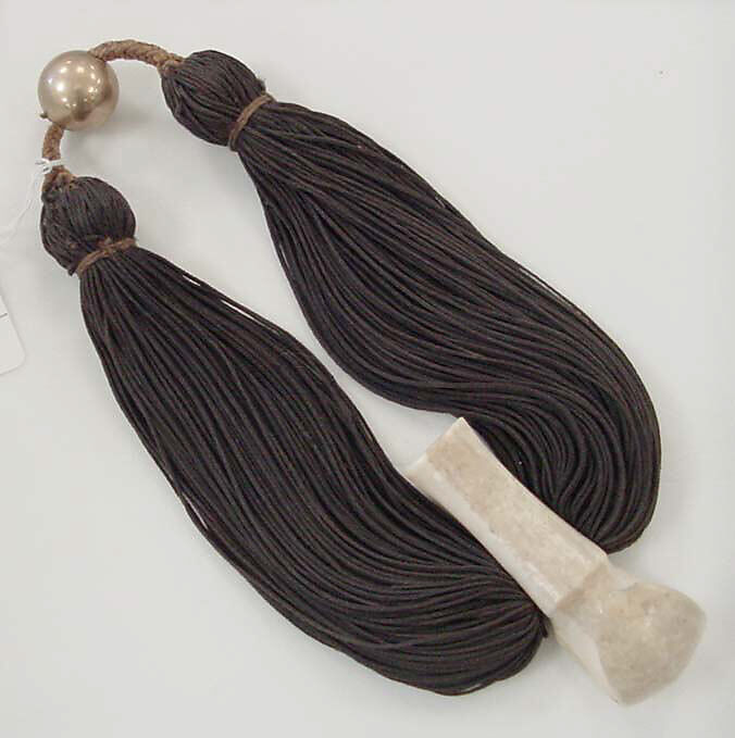 Lei Niho Palaoa, hair, ivory, gold, fiber, Hawaiian 