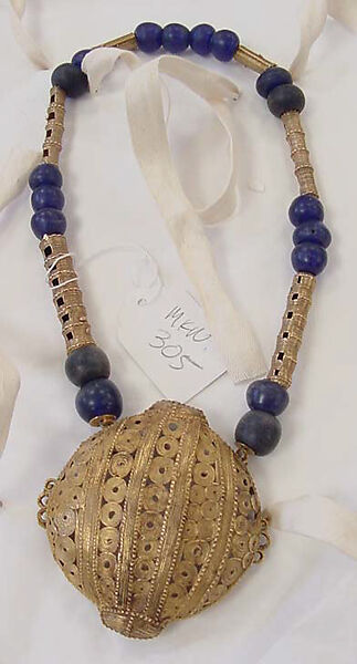 Necklace, gold, stone, plastic, African (Ashanti peoples) 