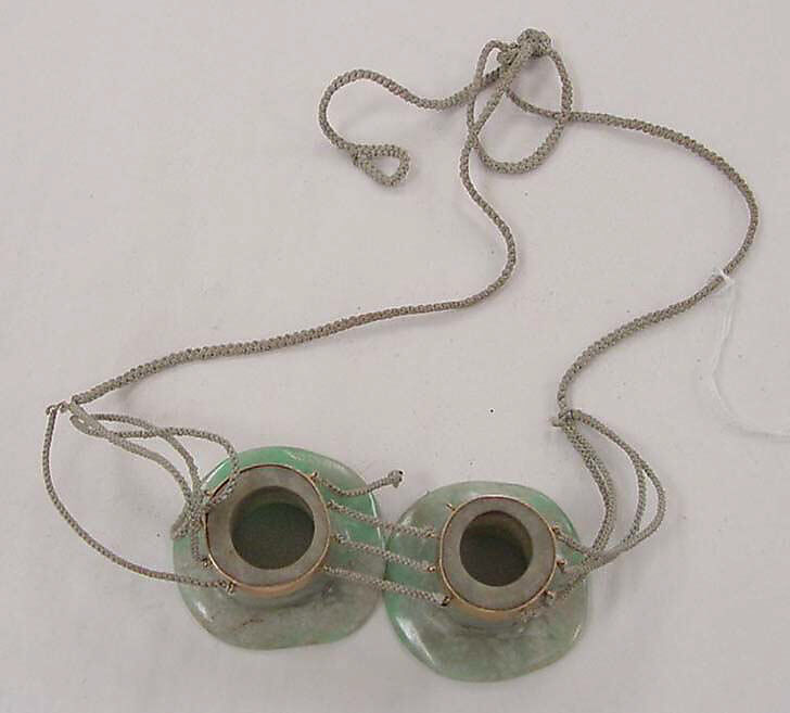 Necklace, jade, bast fiber, gold, Indigenous American (Pre-Columbian) 