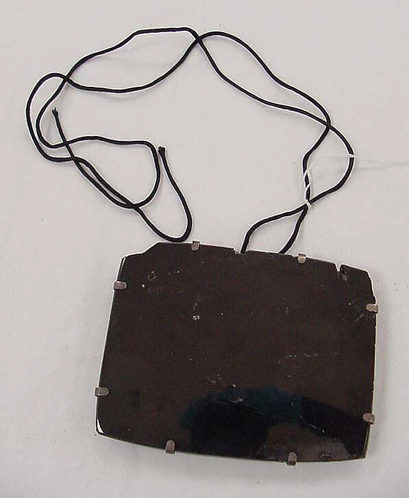 Necklace, obsidian, silver, silk, Indigenous American (Olmec peoples) 