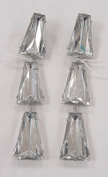 Clip earrings, Kenneth Jay Lane (American, Detroit, Michigan 1932–2017 New York), glass, metal, American 