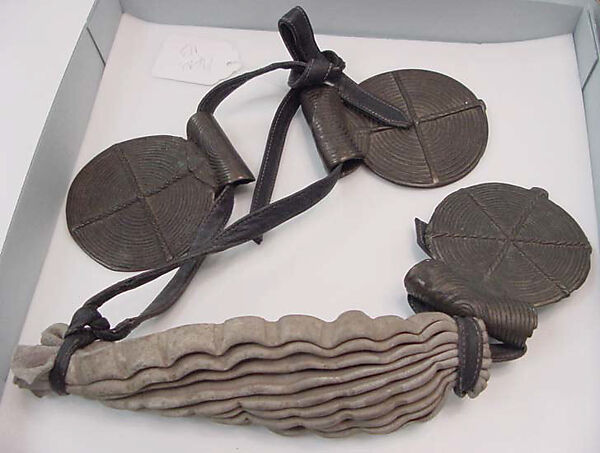 Necklace, Muriel Kallis Newman (American, Chicago, Illinois 1914–2008 Chicago, Illinois), leather, metal, Indian 