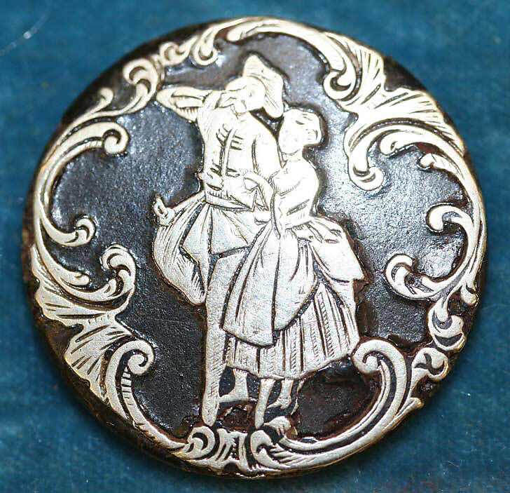 Button, horn, silver, French