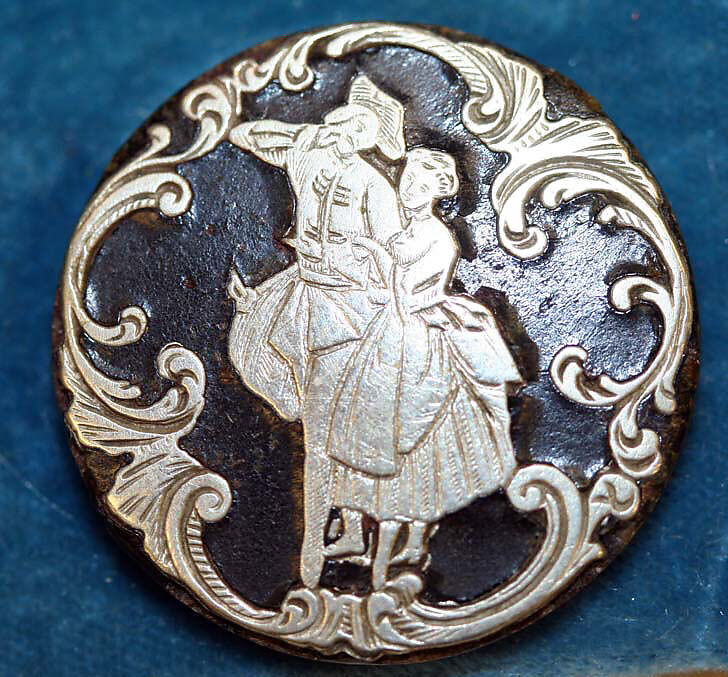Button, horn, silver, French