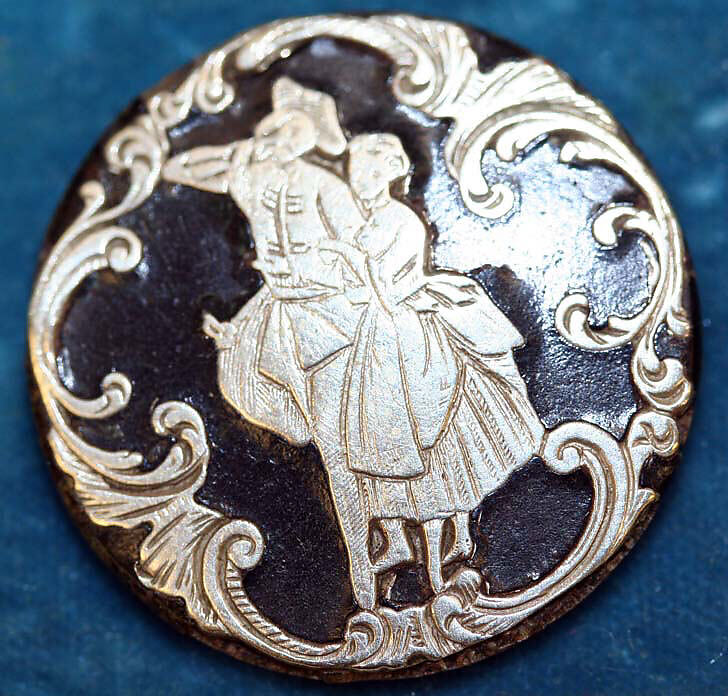 Button, horn, silver, French