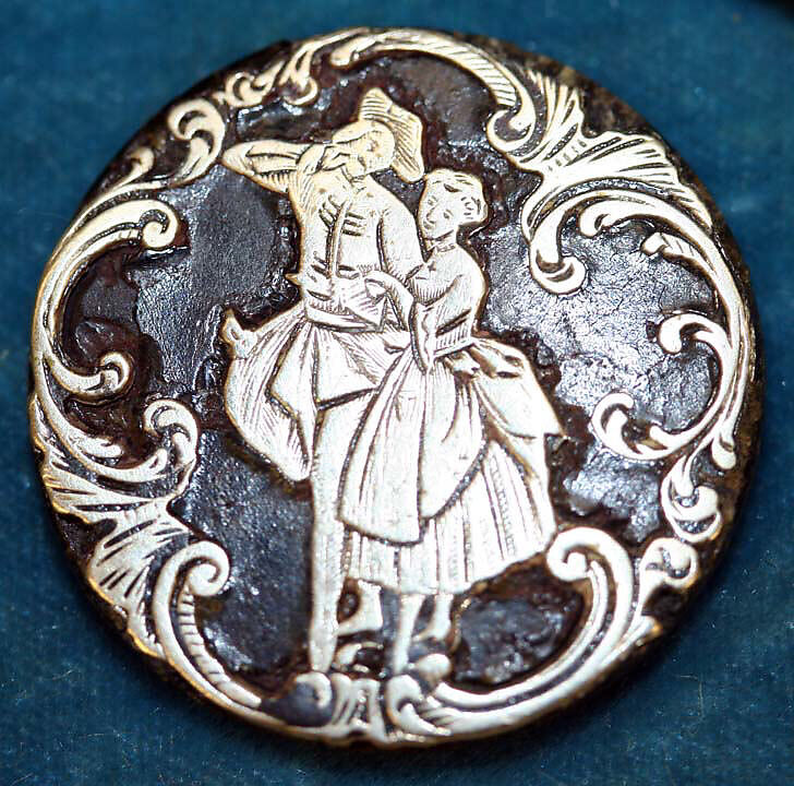 Button, horn, silver, French