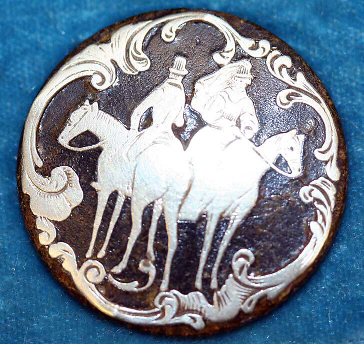 Button, horn, silver, French