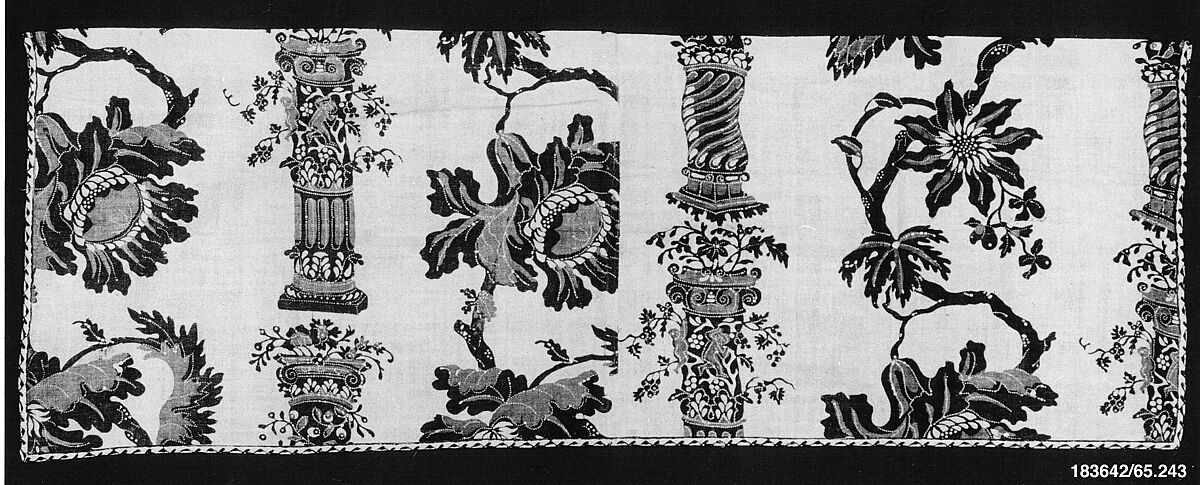 Valance, blue-resist textile, Cotton, painted and block-printed resist, dyed, Indian textile for American market
