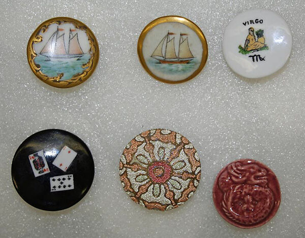 Button, porcelain, American or European 