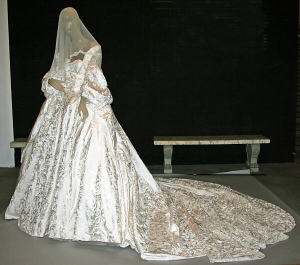 Wedding ensemble, Nina Ricci (French, founded 1932), (a) silk, cotton, synthetic, feather, metallic thread; (b) silk, feather, metallic thread; (c) cotton, French