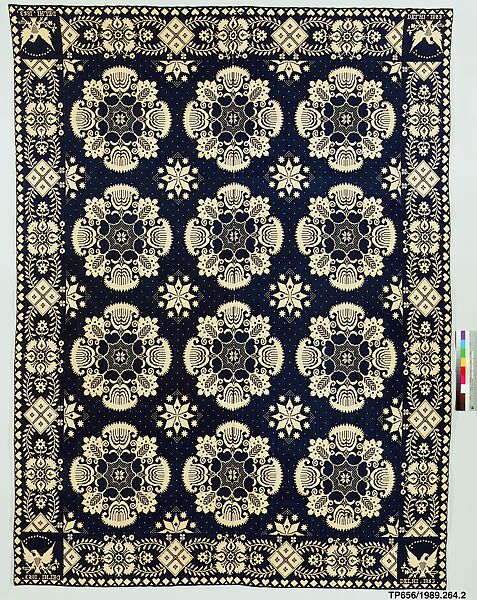 Coverlet, Probably Asahel Phelps, Cotton and wool warp and weft, woven, American