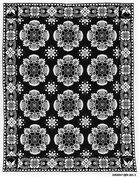 Coverlet, Probably Asahel Phelps, Cotton and wool warp and weft, woven, American