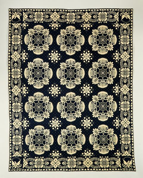 Coverlet, Probably Asahel Phelps, Cotton and wool warp and weft, woven, American