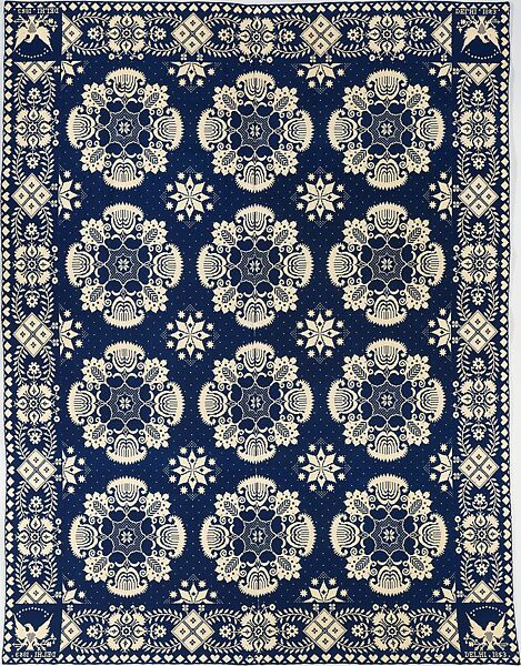 Coverlet, Probably Asahel Phelps, Cotton and wool warp and weft, woven, American 