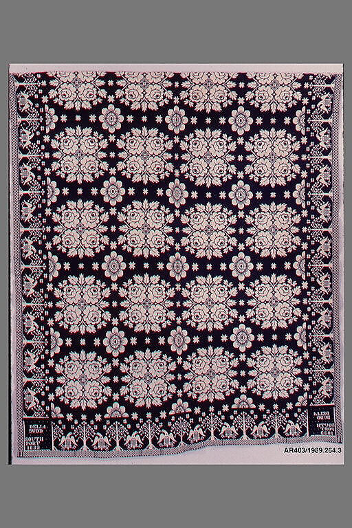 Coverlet, Cotton and wool warp and weft, woven, American