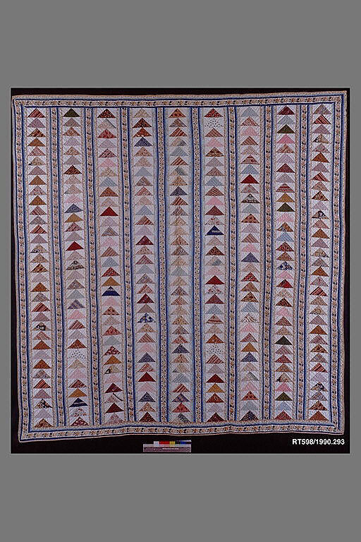 Quilt, Flying Geese pattern, Possibly Mary Spingler Fonderden Van Beuren (1810–1894), Cotton, American 