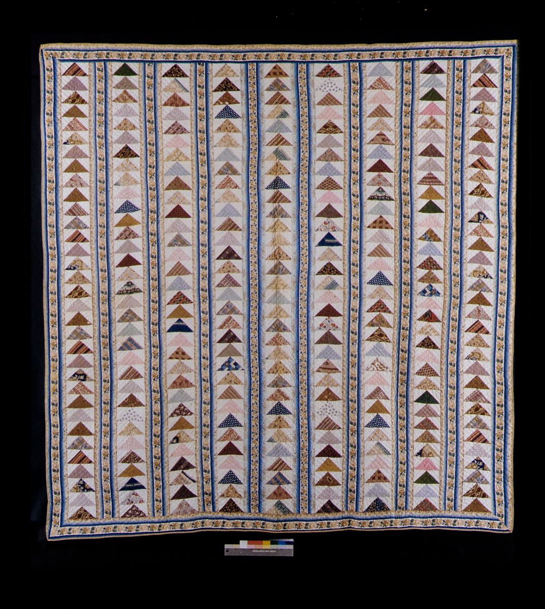 Quilt, Flying Geese pattern, Possibly Mary Spingler Fonderden Van Beuren (1810–1894), Cotton, American