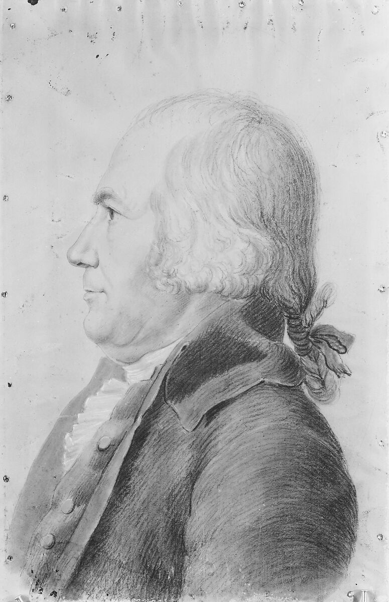 Governor George Clinton, Thomas Bluget De Valdenuit (1763–1846), Conté crayon, charcoal (?), and white-chalk heightening on off-white laid paper coated with gouache, American 