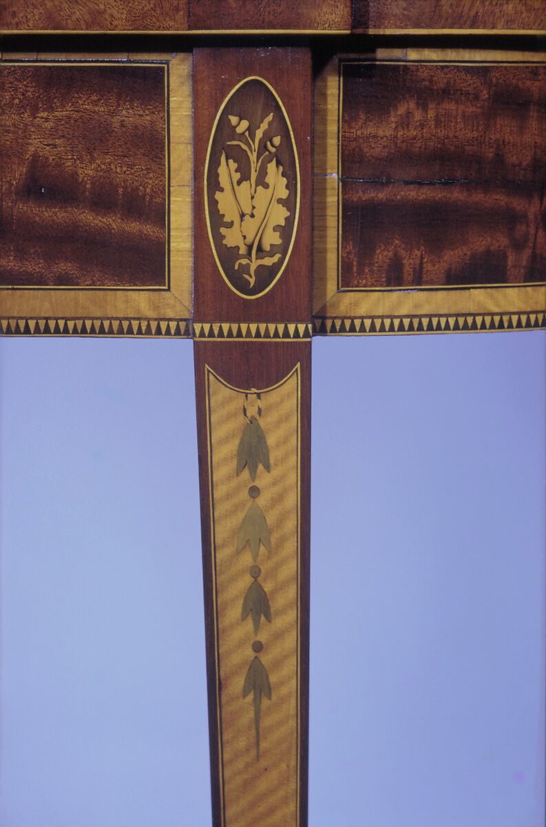 Card table, Mahogany, satinwood, sycamore, holly with oak, yellow poplar, American