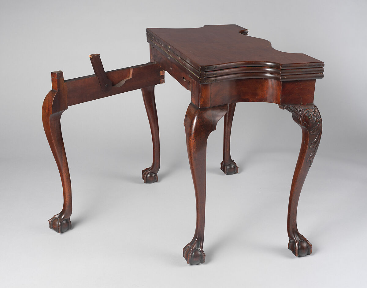 Card and backgammon table, Mahogany, mahogany veneer, inlaid maple, beech, yellow poplar, white pine; brass, American