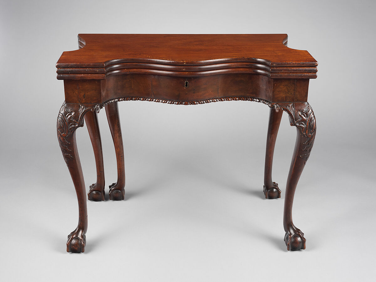 Card and backgammon table, Mahogany, mahogany veneer, inlaid maple, beech, yellow poplar, white pine; brass, American