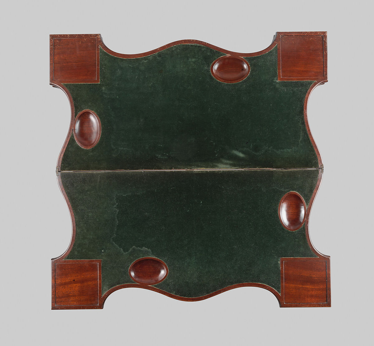 Card and backgammon table, Mahogany, mahogany veneer, inlaid maple, beech, yellow poplar, white pine; brass, American