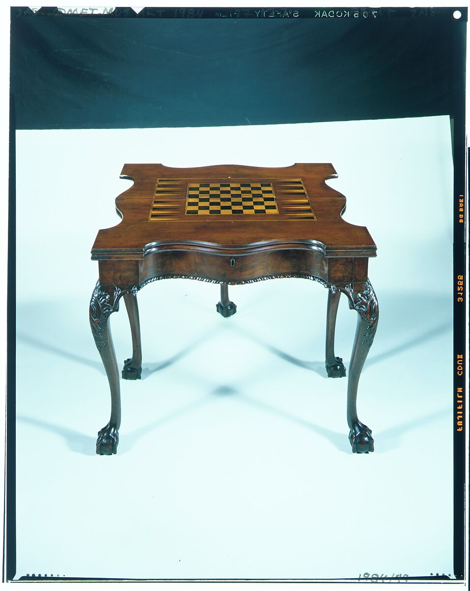 Card and backgammon table, Mahogany, mahogany veneer, inlaid maple, beech, yellow poplar, white pine; brass, American