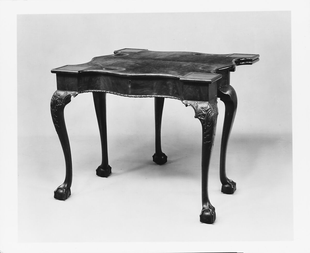 Card and backgammon table, Mahogany, mahogany veneer, inlaid maple, beech, yellow poplar, white pine; brass, American