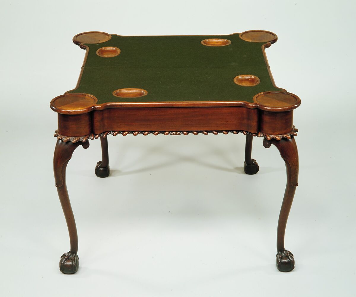 Card table, Mahogany, mahogany veneer, birch, tulip poplar, American
