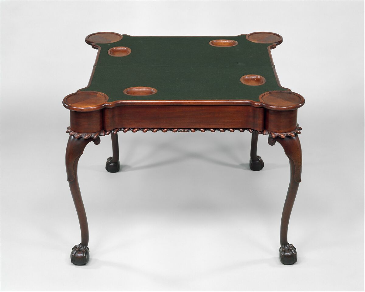 Card table, Mahogany, mahogany veneer, birch, tulip poplar, American