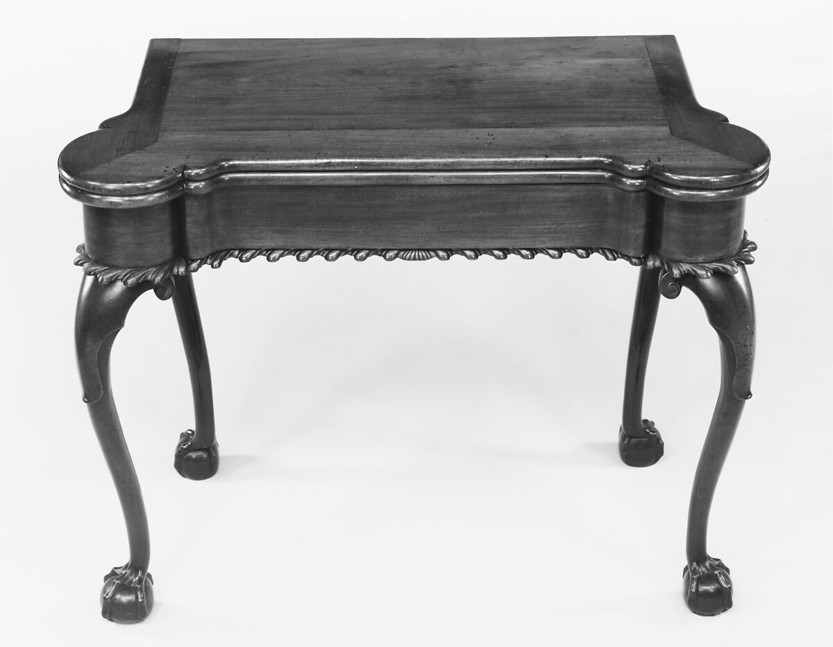 Card table, Mahogany, mahogany veneer, birch, tulip poplar, American