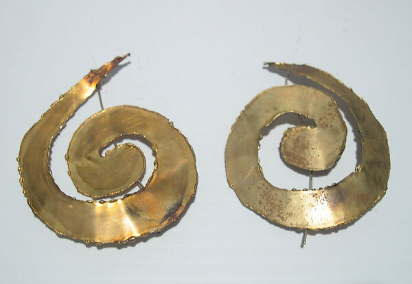 Earrings, Giorgio di Sant&#39;Angelo (American, born Italy, 1933–1989), metal, American 