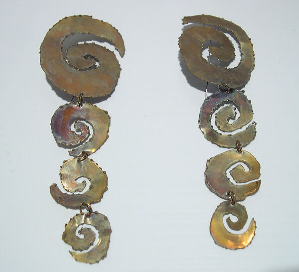 Earrings, Giorgio di Sant&#39;Angelo (American, born Italy, 1933–1989), Metal, American 