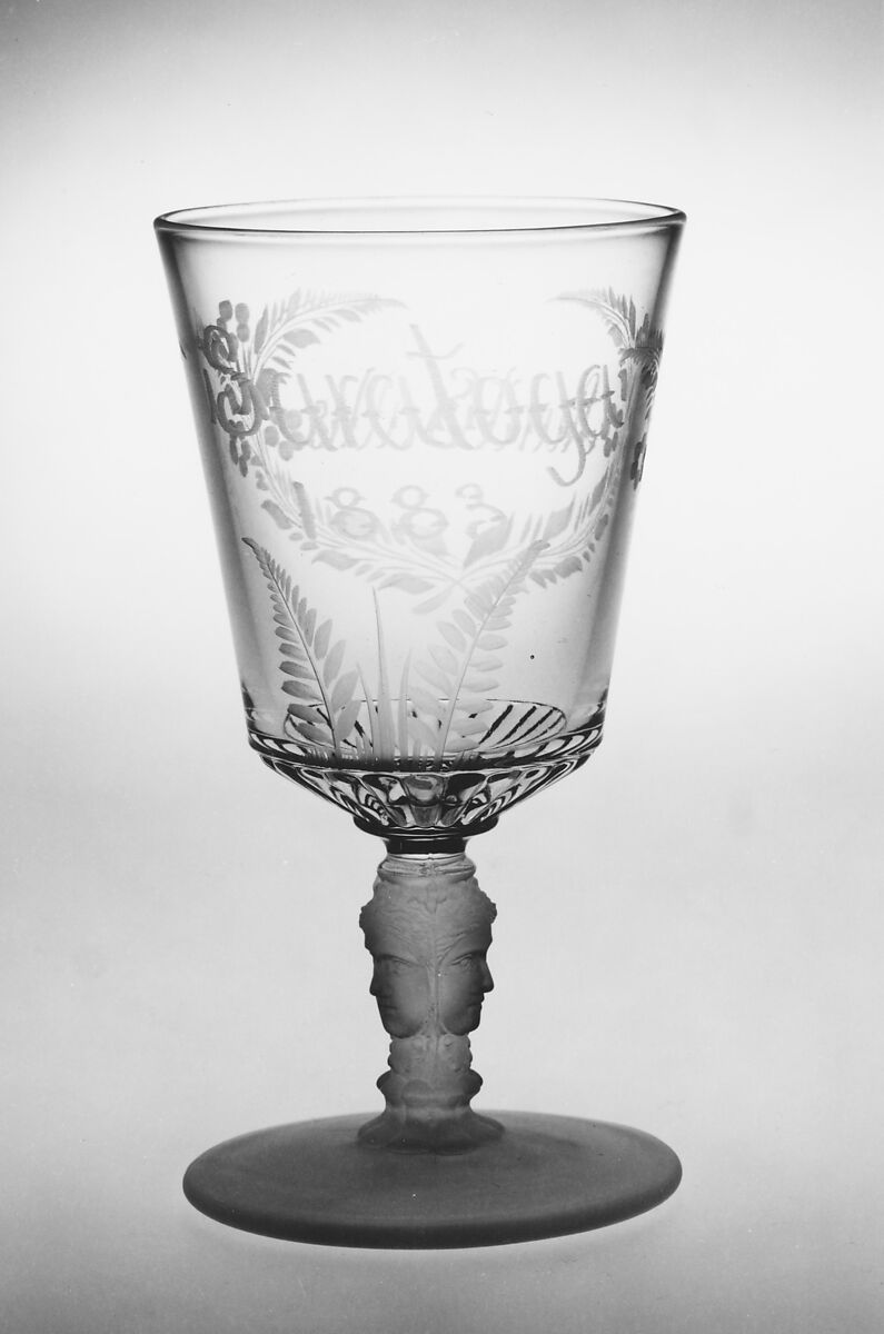 Water Goblet, George Duncan and Sons (1874–1891), Glass, American 