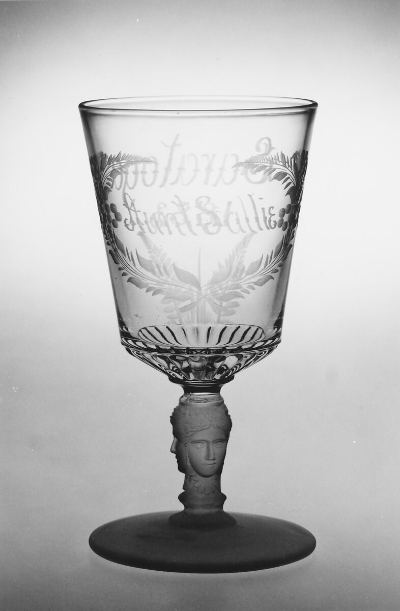 Water Goblet, George Duncan and Sons (1874–1891), Glass, American