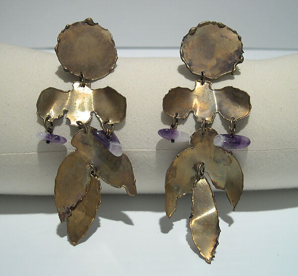 Earrings, Giorgio di Sant&#39;Angelo (American, born Italy, 1933–1989), metal, synthetic, American 