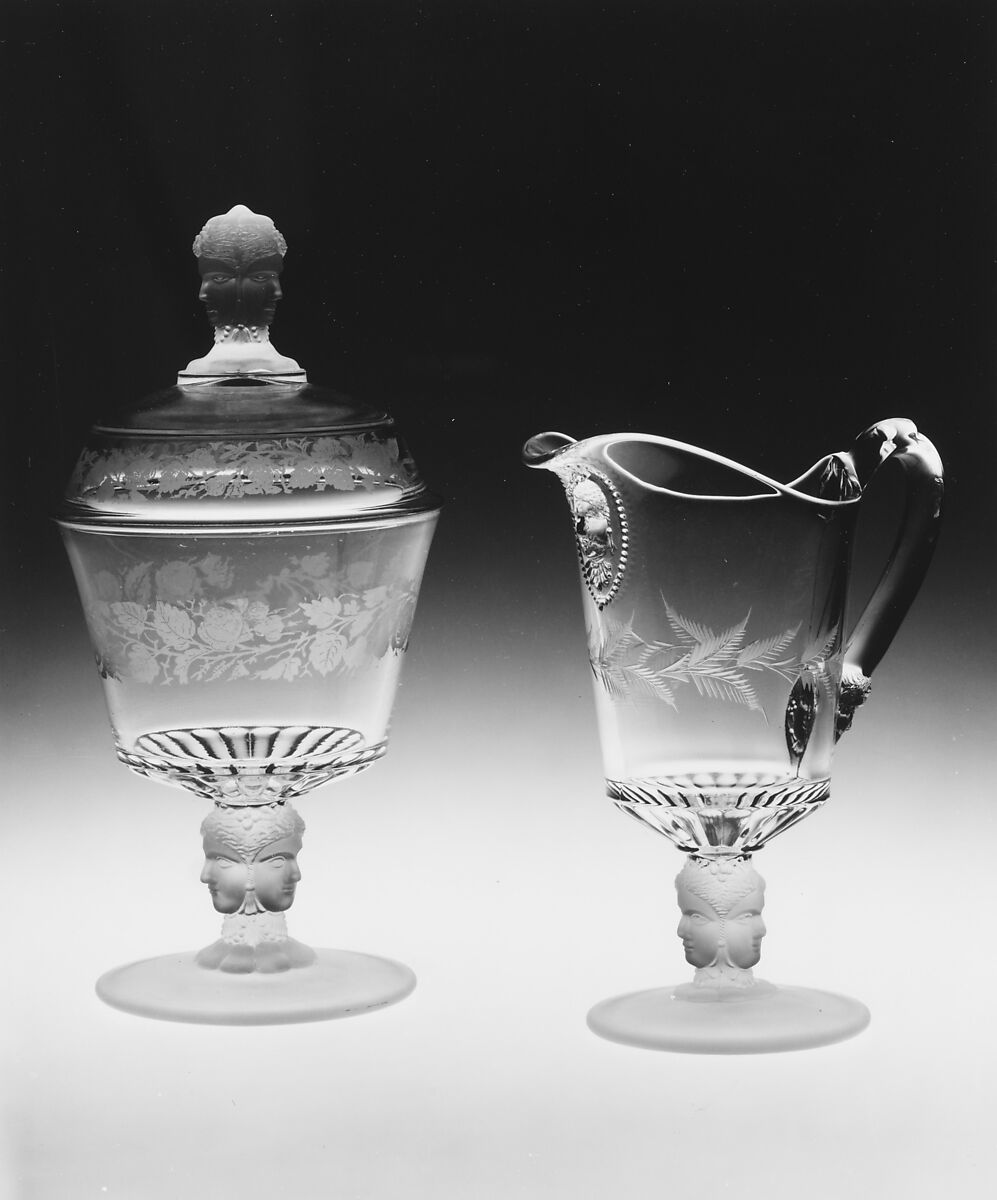 Covered Sugar Bowl, George Duncan and Sons (1874–1891), Pressed glass, American 