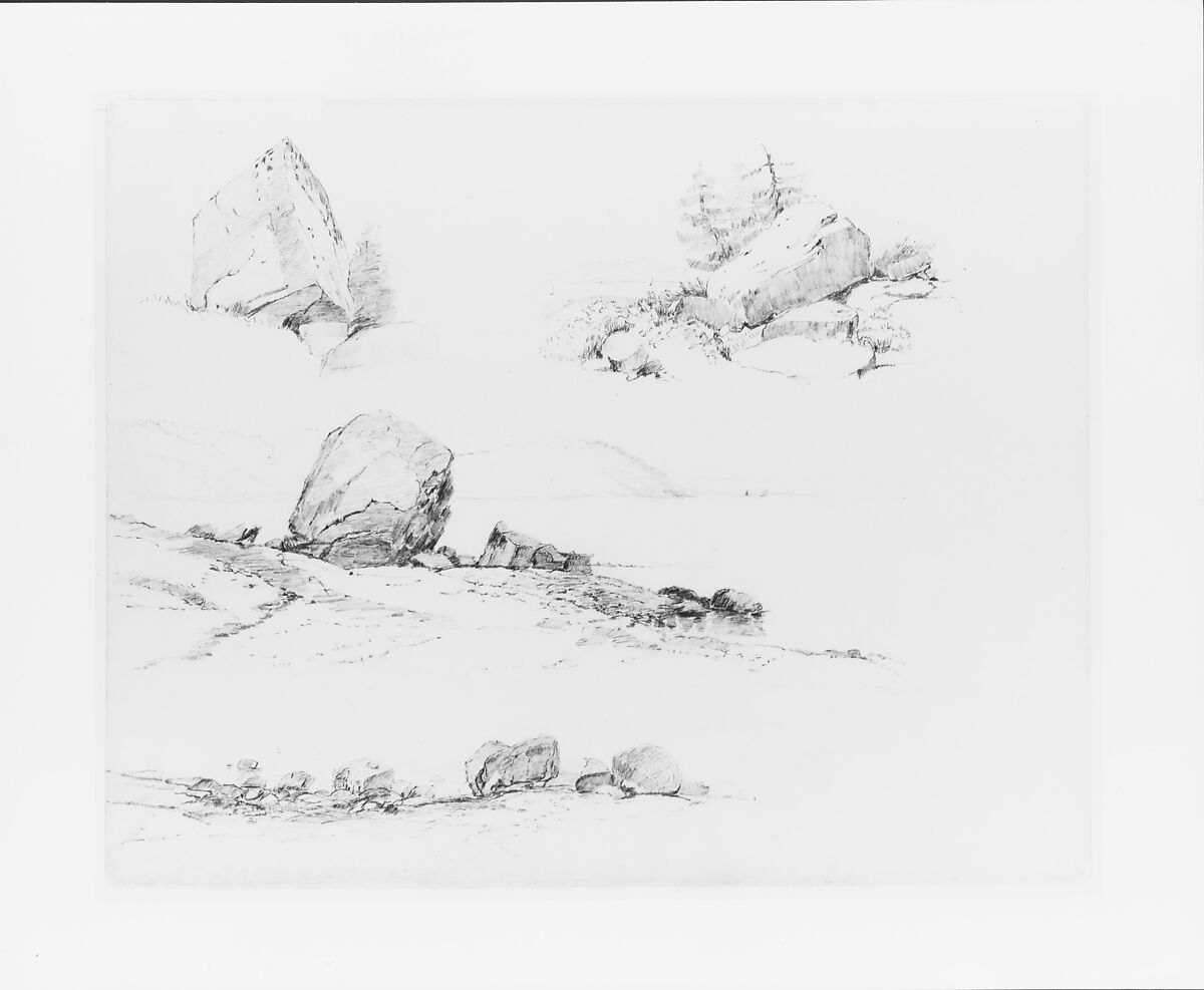 Study of Rocks, John William Casilear (American, New York 1811–1893 Saratoga Springs, New York), Graphite on off-white Bristol board, American