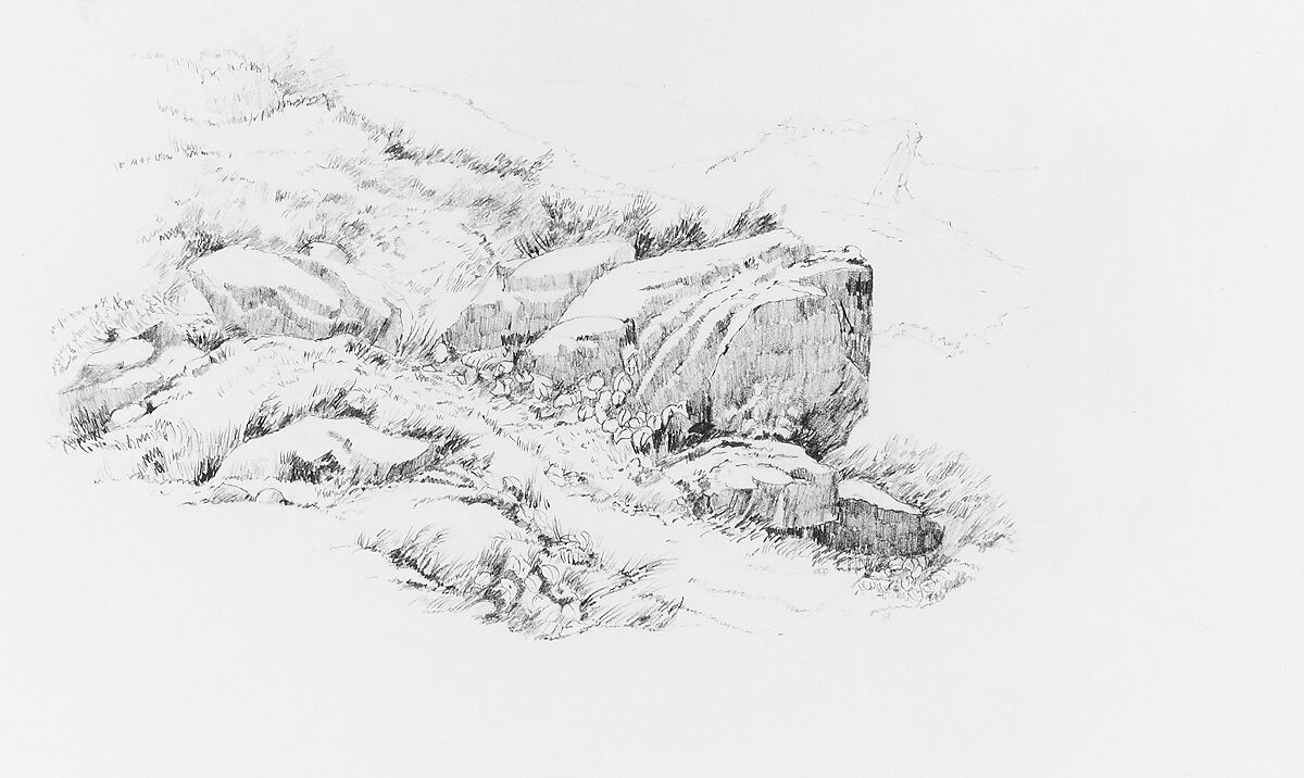 Study of Rocks, John William Casilear (American, New York 1811–1893 Saratoga Springs, New York), Graphite on off-white Bristol board, American 