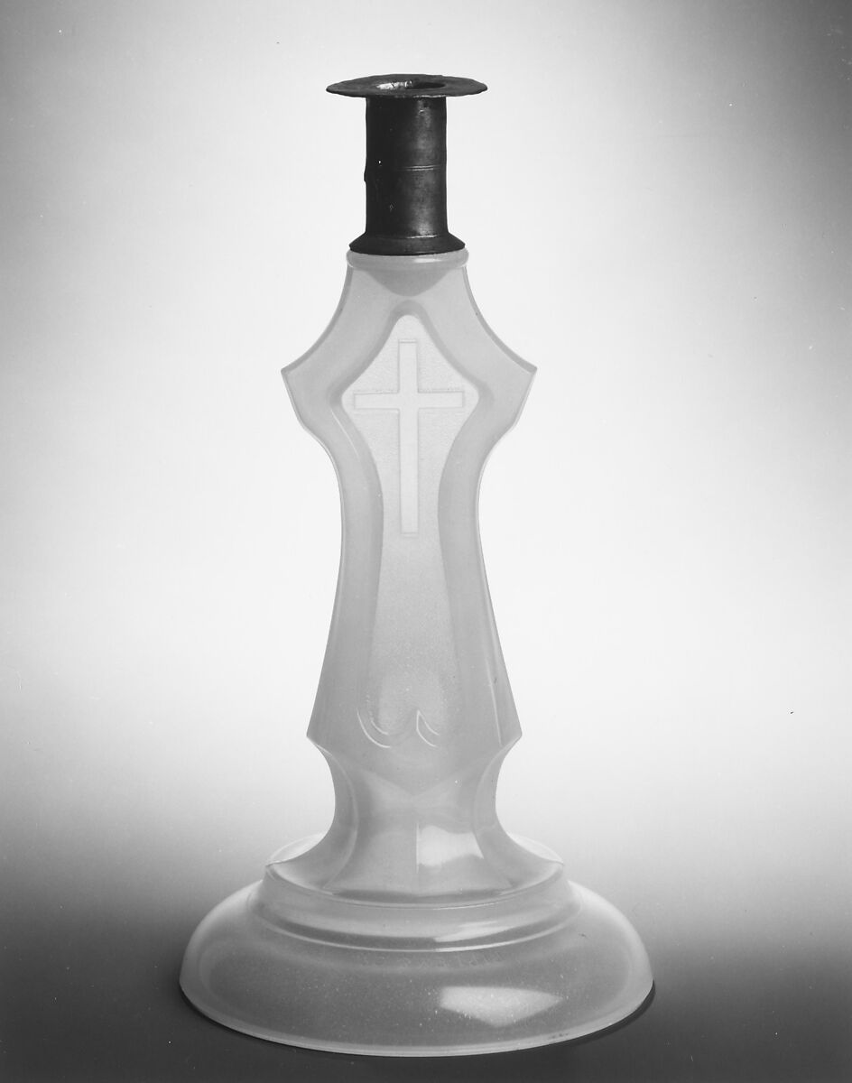 Candlestick, Ripley and Company (American, Pittsburgh, Pennsylvania, 1866–1874), Glass, pewter, American 
