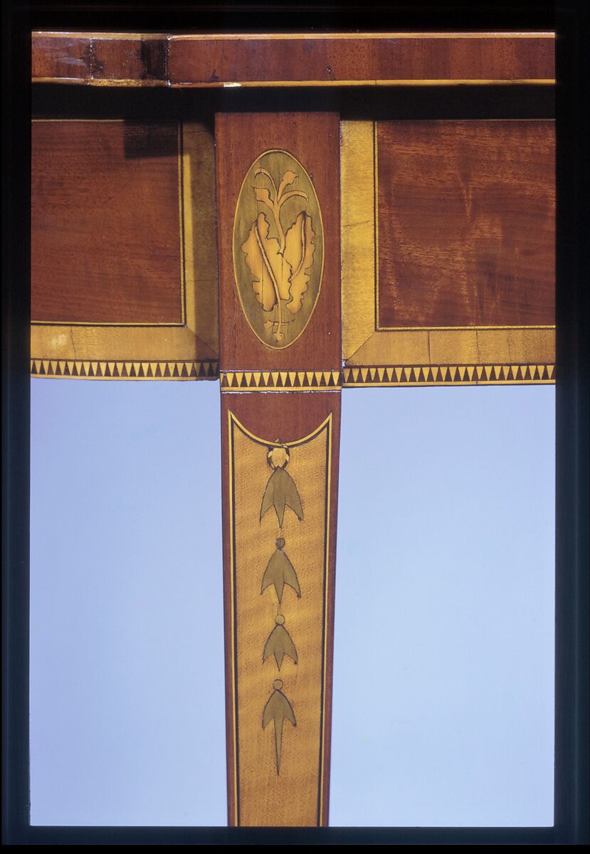 Card table, Mahogany, satinwood, holly with white pine, sycamore, birch, American