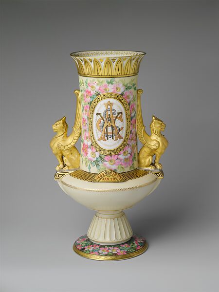 Vase, Edward Lycett (1833–1910), Porcelain, overglaze enamel decoration and gilding, American 