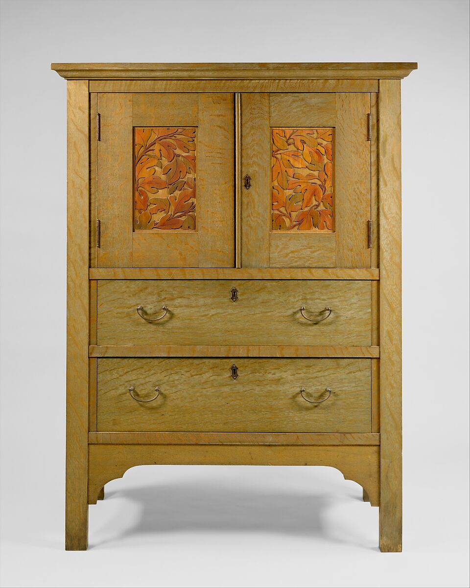 Linen Press, Byrdcliffe Arts and Crafts Colony (American, 1902–1915), Oak, tulip poplar, brass, American 