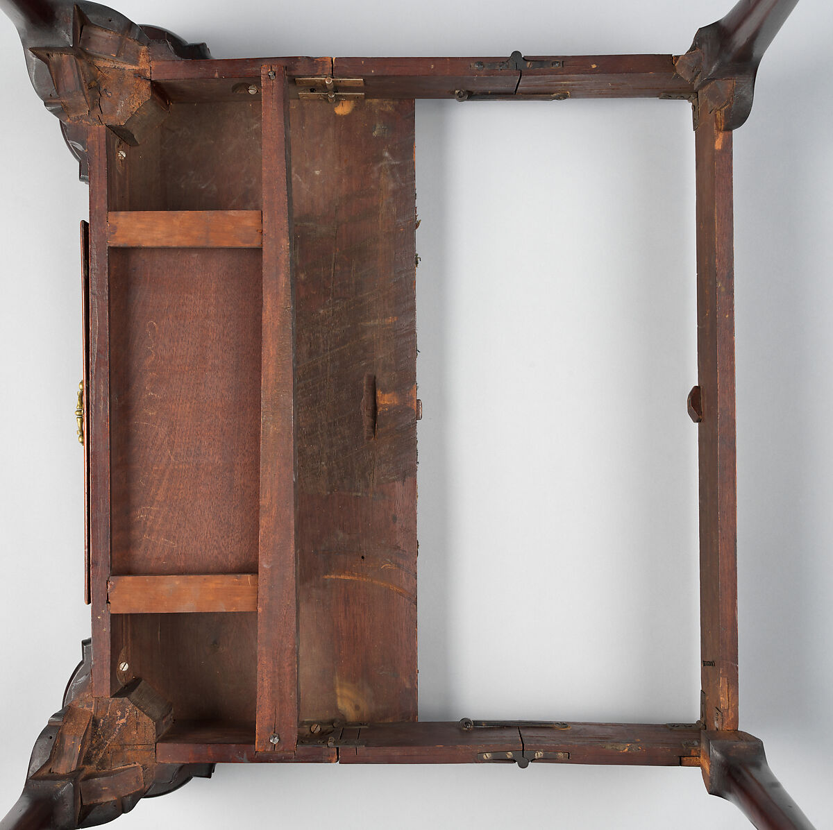 Card Table, Mahogany, cherry, pine, and needlework upholstery, American