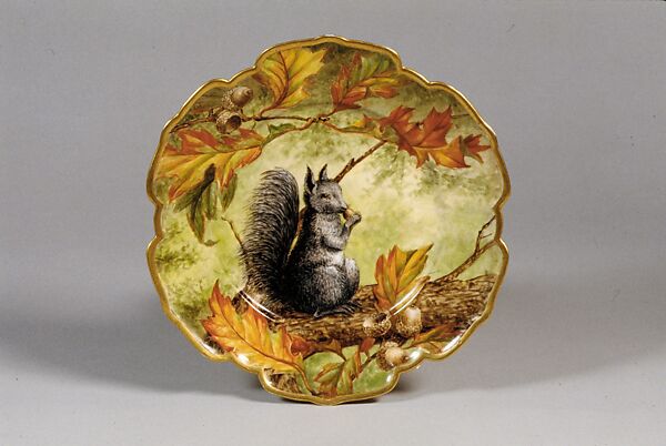 Plate, Lizzie M. Fairchild, Porcelain, overglaze enamel decoration, American 