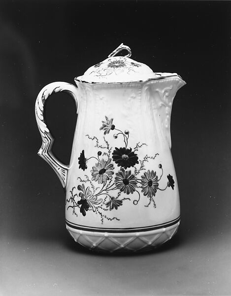Chocolate pot, Knowles, Taylor, and Knowles (1870–1929), Porcelain, American